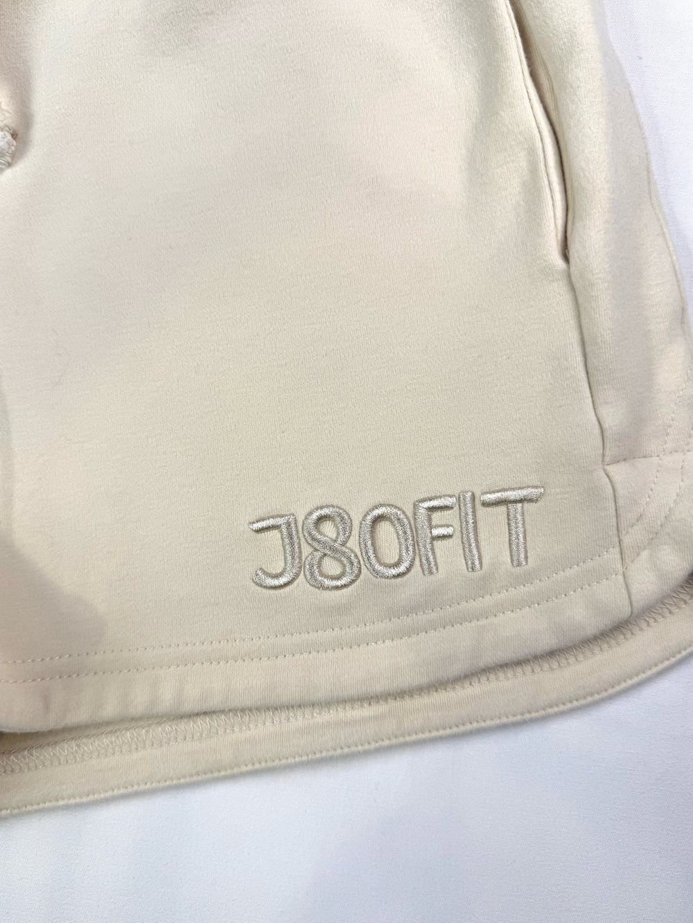 J80Fit Lounge Shorts Womens Small Beige Drawstring Sweat Shorts Cotton Blend - Picture 4 of 8